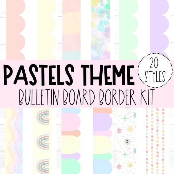 BULLETIN BOARD BORDERS - Pastels Collection | Classroom Bulletin Décor | Bulletin Display | Bulletin Border Trim | Instant Download