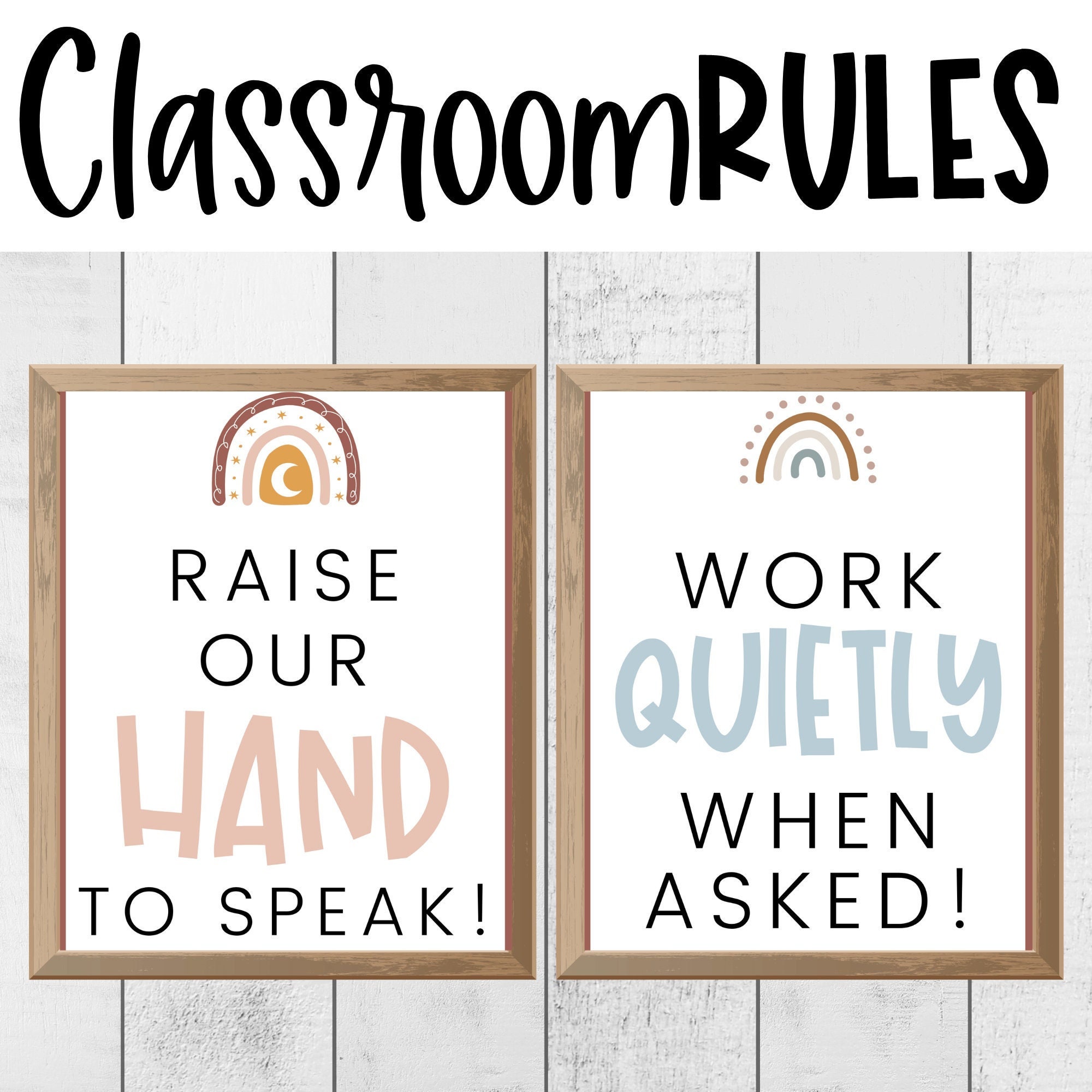 CLASSROOM DECOR - Classroom Rules & Expectations | BOHO Rainbow Theme ...
