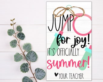 GESCHENKANHÄNGER - Jump for Joy It's Summer | Geschenk zum Jahresende | Printable Tag | Schüler Wertschätzung | Vielen Dank für Studenten
