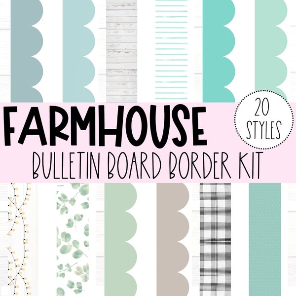 BULLETIN BOARD BORDERS - Rustic Farmhouse Collection | Classroom Bulletin Décor | Bulletin Display | Bulletin Border Trim | Instant Download