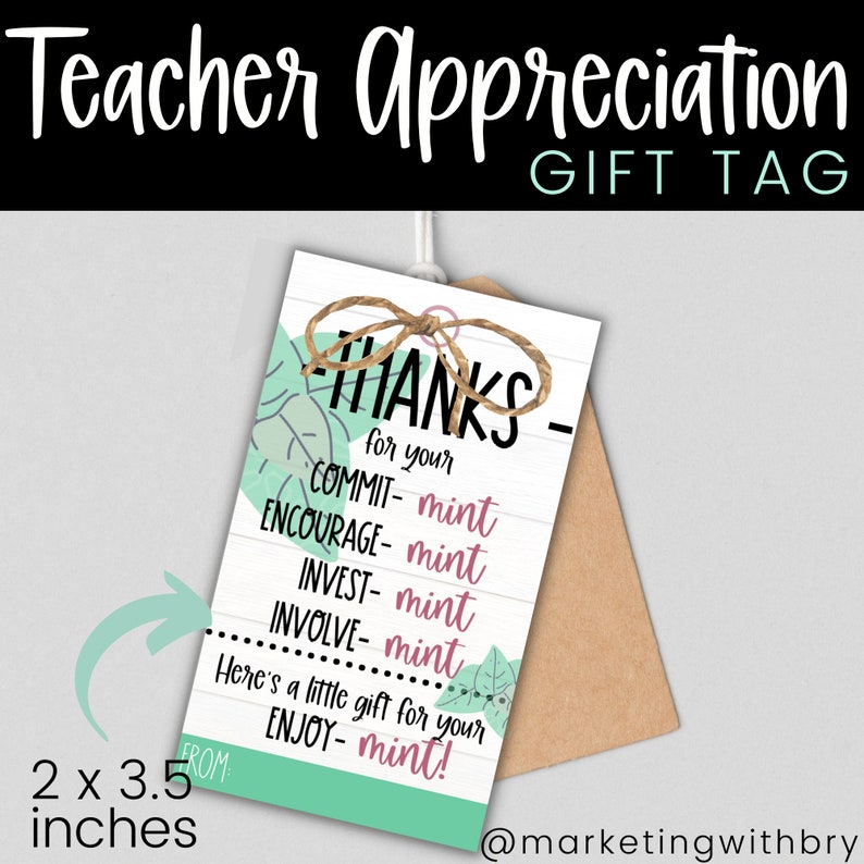 TEACHER GIFT TAGS Thanks for Your Commitment Involvement - Etsy