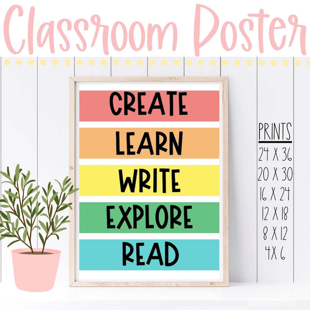 Classroom Poster | Create Learn Explore | Positive Affirmations | Class ...