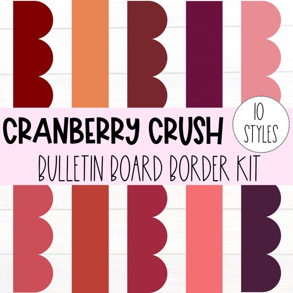 BULLETIN BOARD BORDERS - Cranberry Crush Collection | Class Bulletin Décor | Bulletin Display | Bulletin Border Trim | Instant Download