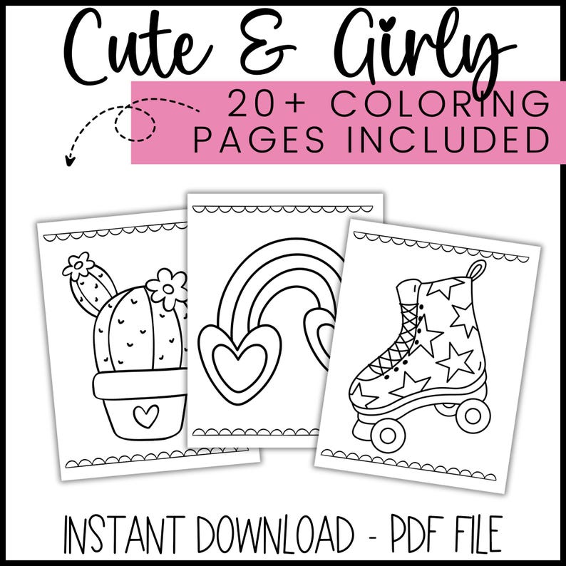 Coloring Pages Kit - Cute & Girly Fun | Printable Coloring Pages for ...