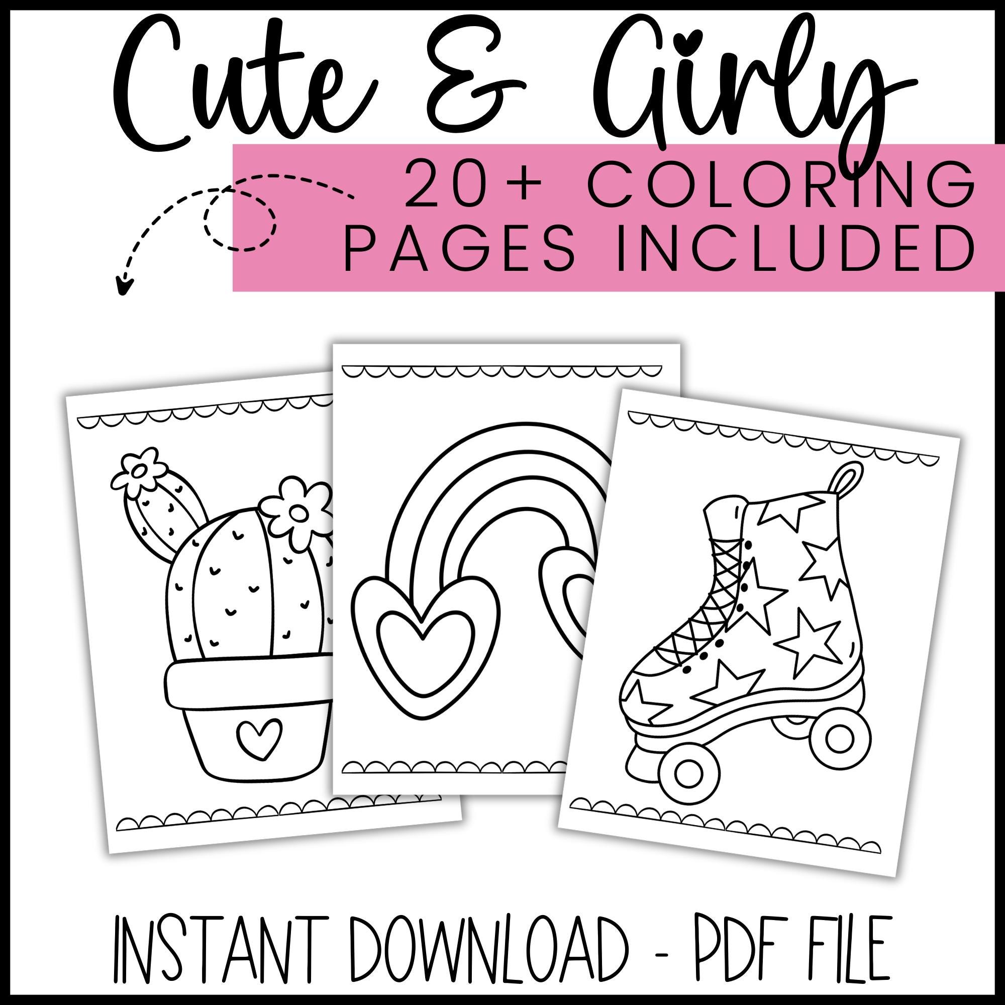 Coloring Pages Kit - Cute & Girly Fun | Printable Coloring Pages for ...