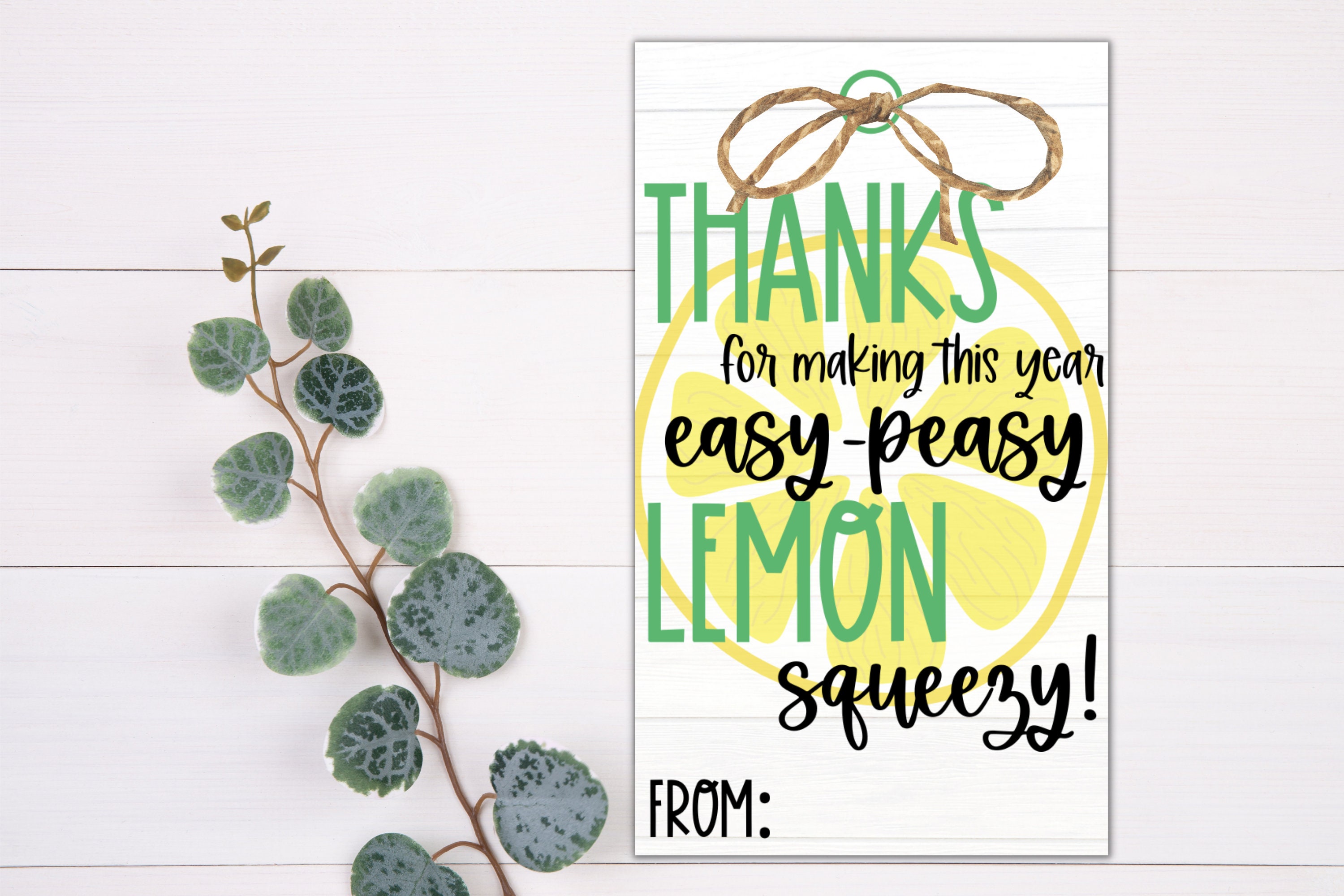 TEACHER GIFT TAGS - Easy Peasy Lemon Squeezy | Teacher Tag | Printable Gift Tag | Teacher Appreciation | Staff Gift | Cookie Tag