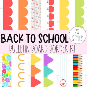 BULLETIN BOARD BORDERS - Back to School Collection | Classroom Bulletin Décor | Bulletin Display | Bulletin Border Trim | Instant Download