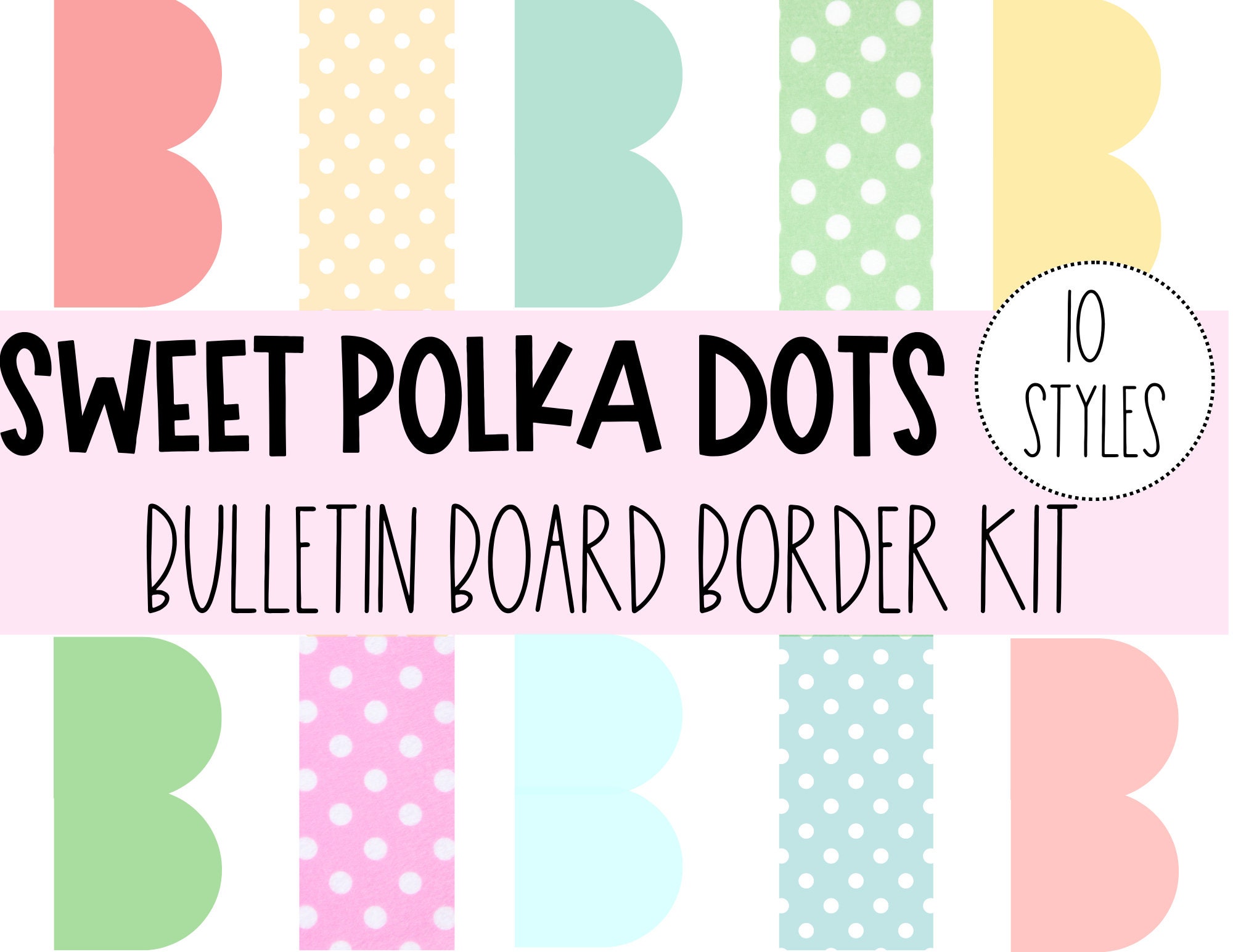 bulletin-board-borders-sweet-polka-dots-collection-class-bulletin-d-cor-bulletin-display-bulletin-border-trim-instant-download-etsy for Free Printable Polka Dot Borders BULLETIN BOARD BORDERS - Sweet Polka Dots Collection | Class Bulletin Décor | Bulletin Display | Bulletin Border Trim | Instant Download - Etsy for Free Printable Polka Dot Borders
