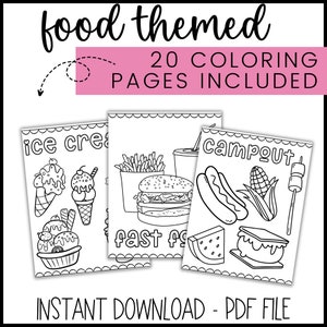 Coloring Pages Kit - Food Fun | 20 Printable Food Coloring Pages for Kids | Instant Download | Kids Coloring Pages | Food Fun Activity image 3