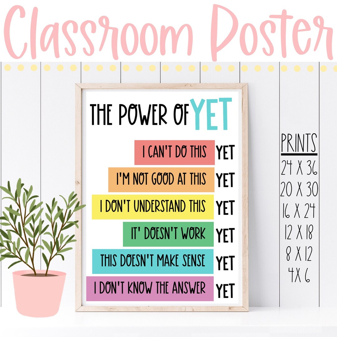 Classroom Poster | Power of yet | Positive Affirmations | Class Décor ...