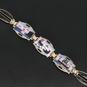 Aksel Holmsen Bracelet - A Norwegian Hand-painted Guilloche Enamel and Vermeil Sterling Silver Bracelet feat. Nordic Scenes - Free Delivery