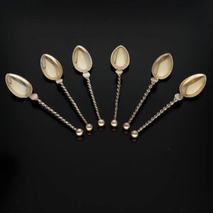 Marius Hammer Spoons | Twist Handled | Lined Case | Vermeil 830 Silver | Norway | Antique | Free Shipping