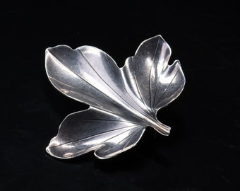 Hermann Siersbol Brooch | Scalloped Leaf Design | Danish Sterling Silver | Mid-Century | 1950s/60s | Vintage | Free Shipping