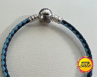 Pandora blue leather bracelet sale