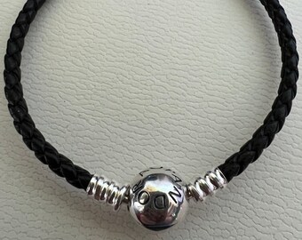 Authentic Pandora Leather Bracelet Blue Double Braided 13.5 - Etsy ...