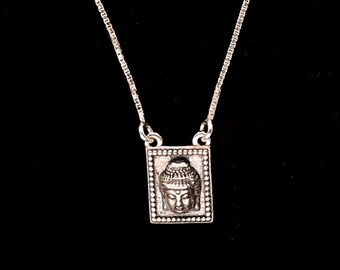 925 Sterling Silver Buddha Scapular Necklace: Zen Spiritual Jewelry