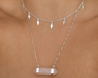 Raw Crystal 925 Sterling Silver Necklace: Meditation Jewelry
