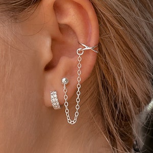 Chain earring ear cuff wrap minimalist stud earring cartilage hugging cuf