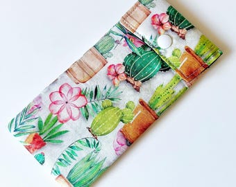 Funda para gafas | Cactus y flores | 100% Algodon | Protección gafas de sol | Cactos | Plantas | Jardín de colores