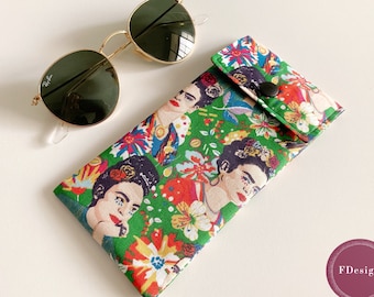 Funda para Gafas | Frida Kahlo | Protección para gafas | Gas de ver / de sol | Arte | Pintura | Flores & Plantas | 100% Algodon | Regalo