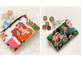 Portemonnee | Frida Kahlo | voor munten, bankbiljetten en/of kaarten | Geldzakje | Frida Khalo-afdruk | Handgemaakt | Cadeauschilder | Kunstliefhebber cadeau