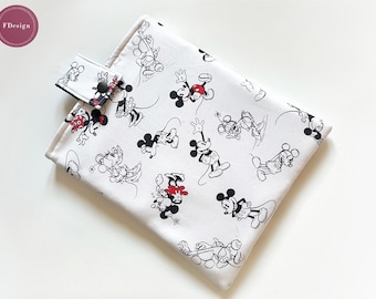 Funda para Libros Mickey Mouse | Minnie Mouse | Disney | 100% Algodón | Protección de libros, tableta, Kindle  | Regalo para él o ella