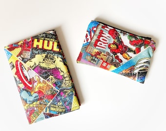 Monedero & Funda para Pasaporte | Comics | Avengers | Ironman , Hulk , Captain America | Regalo para niño