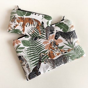 Monedero / Plantas de la jungla / Animales salvajes / Monedero con cremallera / Monedero / Naturaleza y vida salvaje / Tarjetero / Tigre, cebra, jirafa / Pequeño obsequio