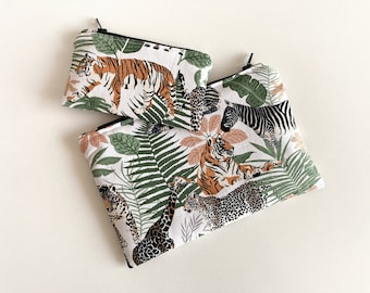 Coin Purse | Jungle Plants | Wild Animals | Zip Wallet | Money purse | Nature & Wildlife | Card Holder | Tiger, Zebra, Girafe | Small Gift