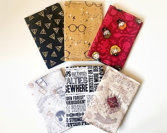 Funda para pasaporte | Protector de pasaporte acolchado | Harry Potter | Hedwig | Hogwarts | Mapa del Merodeador | Accesorio de viaje
