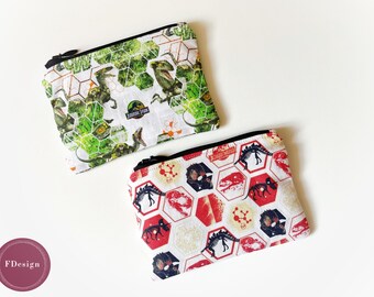 Monedero | Jurassic Park | Bolso para moneda y billetes | Dinosaurios | T-Rex Raptor | Jurassic World | 100% Algodon | Regalo para niños