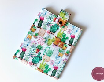 Funda para libro | Cactus | Cactos | Protección libro | 100% Algodón | Jardín de plantas | Flores | Verde | Regalo bibliófilo