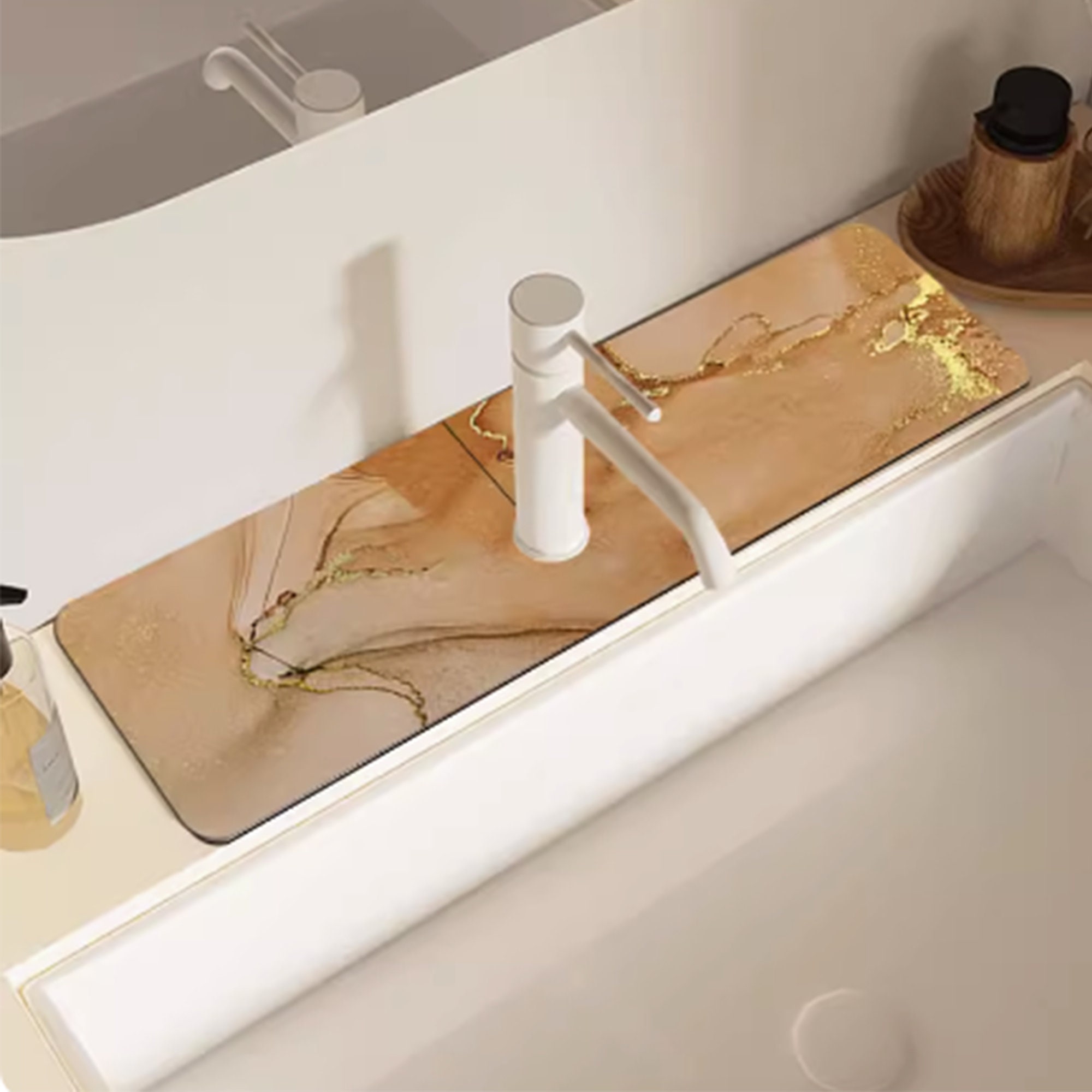 JVMU 2 Packs 18 inch Silicone Sink Faucet Mats 1 Hole Splash Guard
