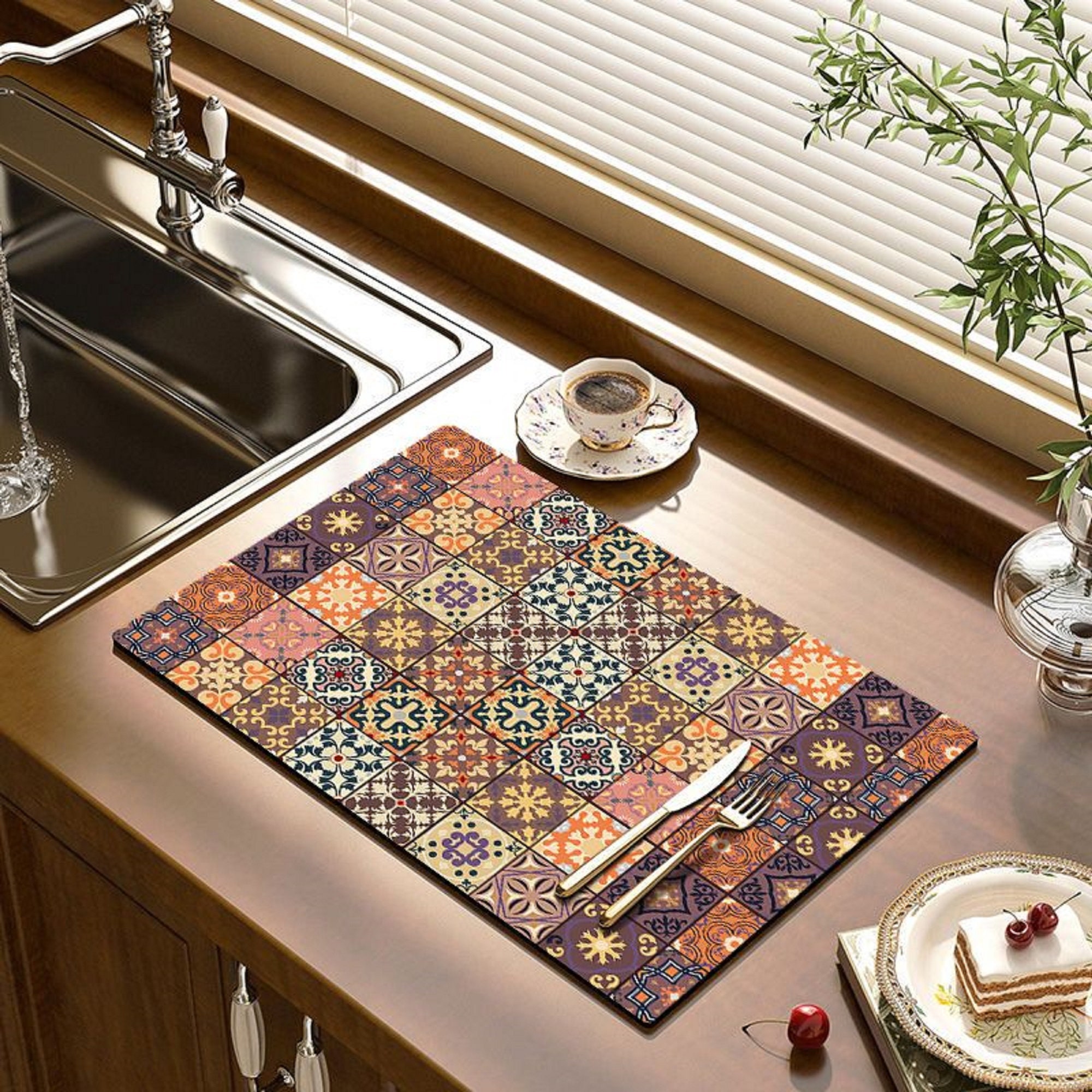 Coffee Bar Mat Under Coffee Maker Mat Absorbent Dish - Temu