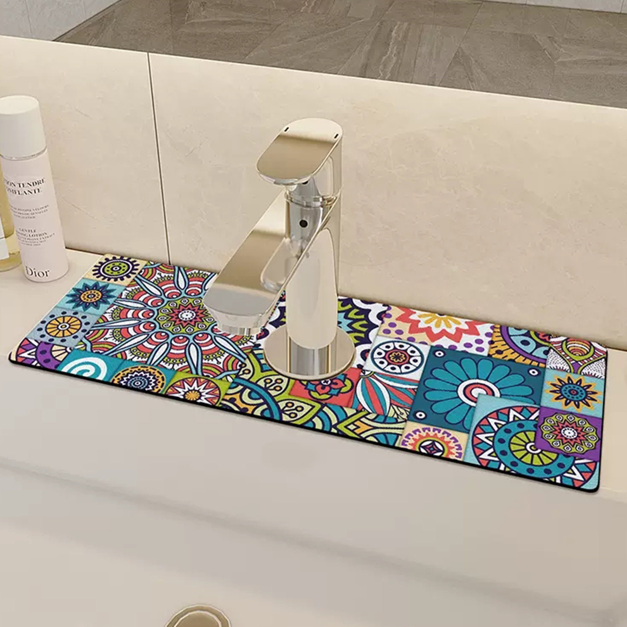 Tapis de robinet en Silicone pour salle de bains, poignée de robinet,  collecteur de gouttes, tapis de robinet, protection de comptoir d'évier de  cuisine réutilisable - AliExpress