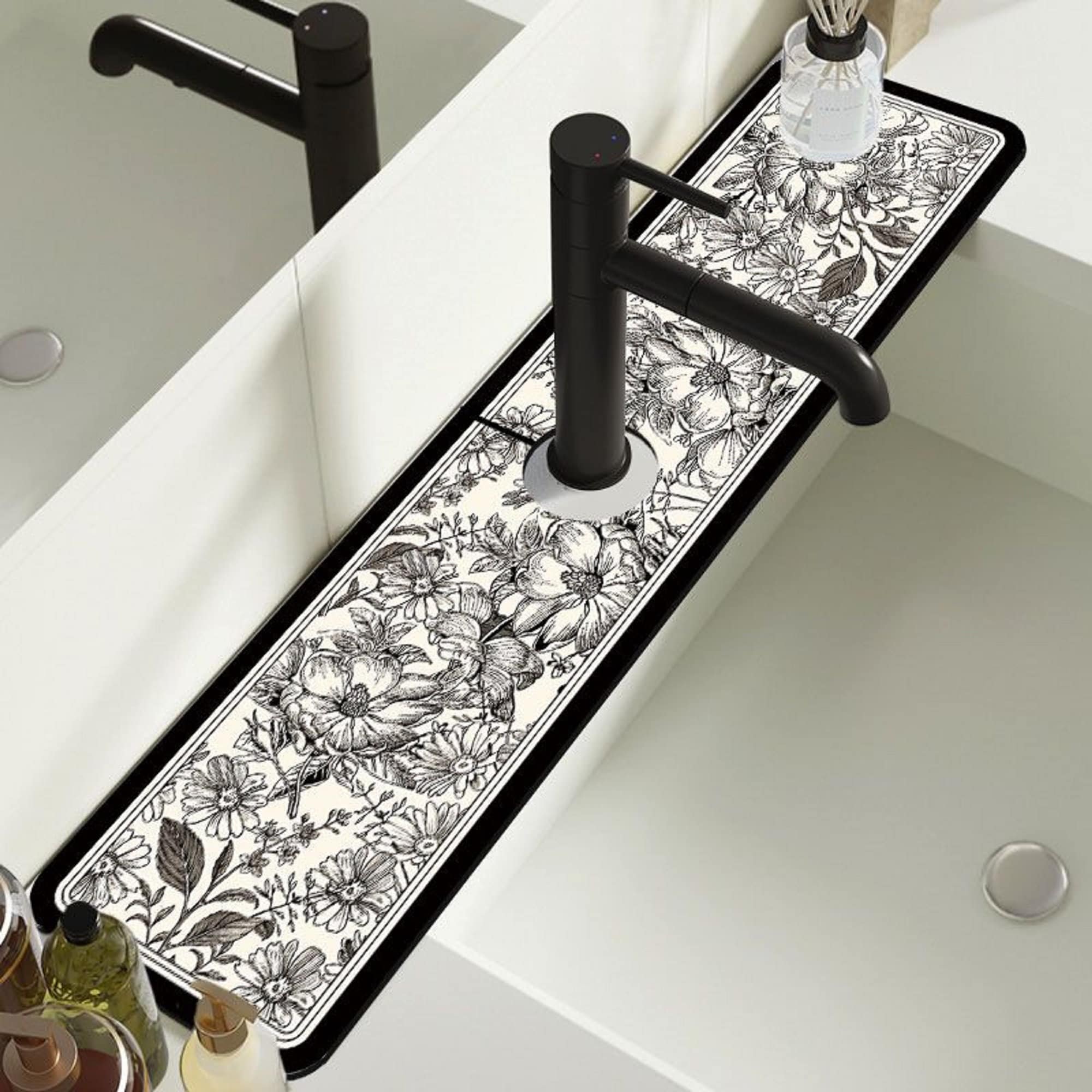 Kitchen Sink Splash Guard, Silicone Faucet Handle, Drip Tray, Kitchen Sink  Absorbent Mat, Sink Mat For Bathroom, Rv, Kitchen Sink Accessories (black)