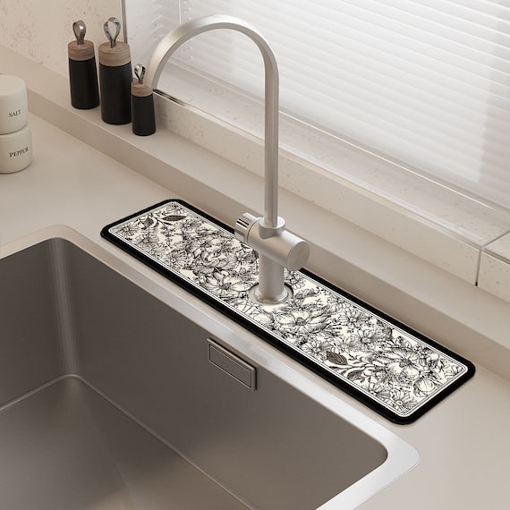 Personalize Vintage Faucet Splash Catcher Mat Kitchen Sink -  in 2023