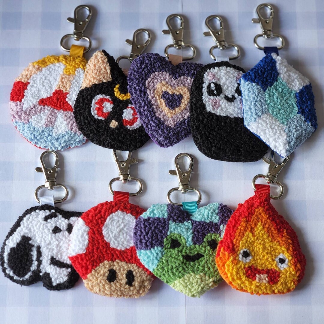 Punch Needle Keychains Studio Ghibli Keychains Handmade Etsy