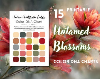 Untamed Blossoms | Wildflower Color DNA Charts | Printable Color Palette PDF | Adult Coloring | Color Theory