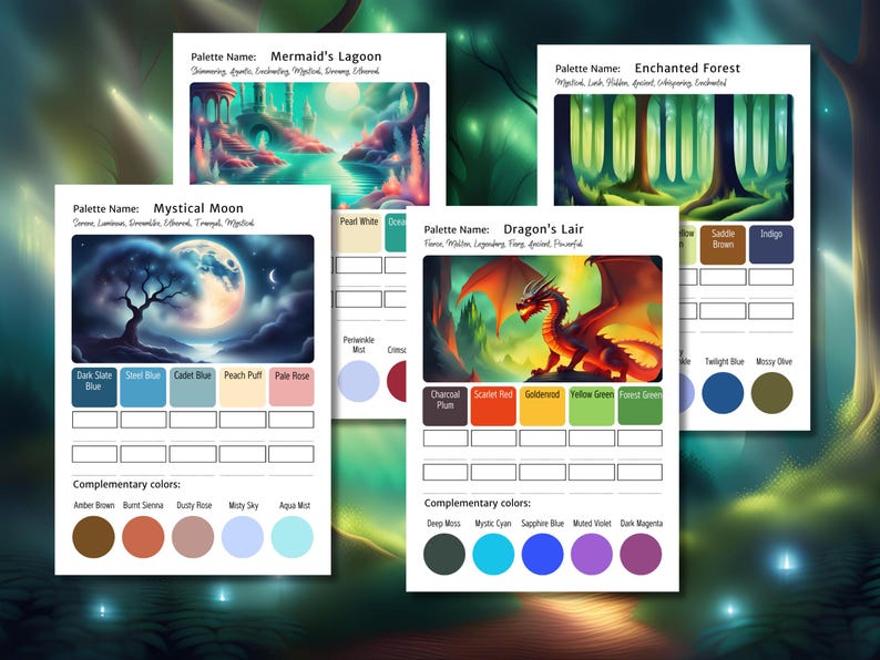 Fantasy Color Palette Bundle | Magical Color Schemes for Adult Coloring ...