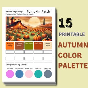 Paleta de colores de otoño de 15 x: esquema de colores imprimible para páginas para colorear acogedoras y arte otoñal / PDF imprimible en A4 y carta de EE. UU. / Inspiración de color
