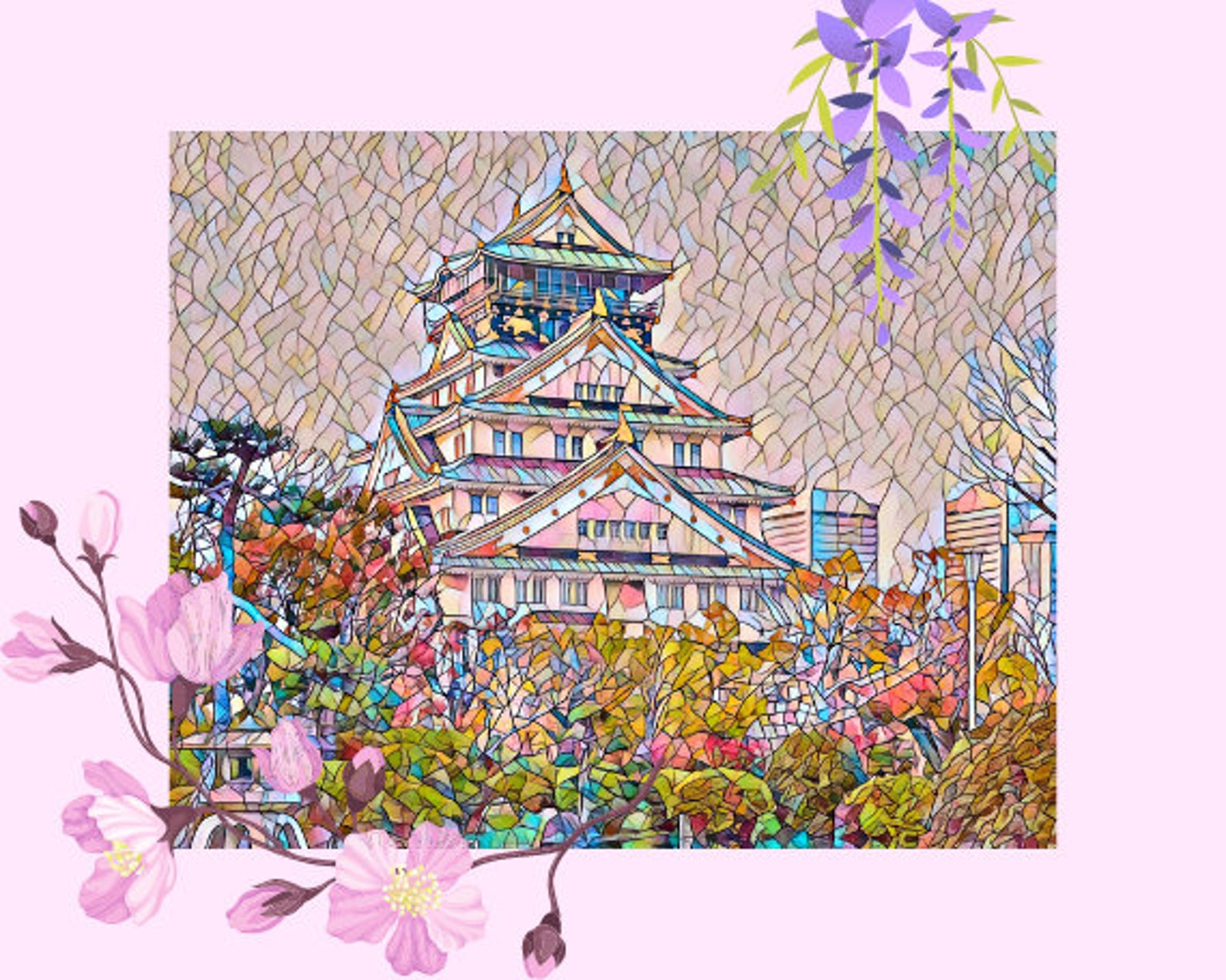 Japanese Architecture Coloring Page for Adult With Reference Etsy