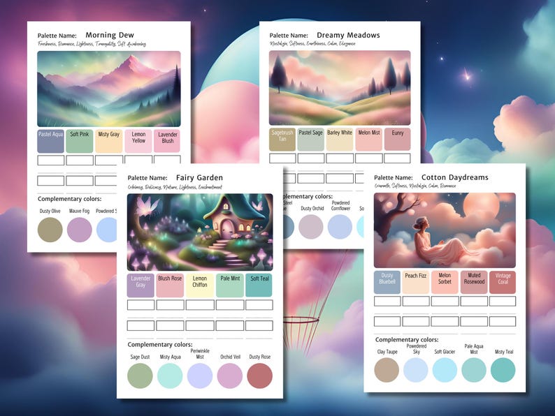 Pastel Color Palette Bundle | Soft Color Schemes for Adult Coloring | Pastel Palette Cards | Printable Swatch Charts | A4 & US Letter | PDF image 4