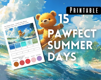 Summer Color Palette Bundle | Cute Animal Color Schemes for Adult Coloring | Summer Palette Cards | Printable Swatch Charts | A4 & US Letter