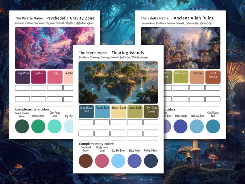 Alien Color Palette Bundle | Sci-fi Color Schemes for Adult Coloring ...