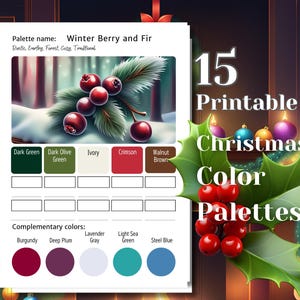 Pacote de Paleta de Cores de Natal | Esquemas de Cores Festivas para Colorir | Cartões de Paleta de Cores Festivas | Tabelas de Cores Imprimíveis | A4 e Carta (EUA) | PDF