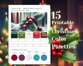 Christmas Color Palette Bundle | Holiday Color Schemes for Coloring | Festive Palette Cards | Printable Swatch Charts | A4 & US Letter | PDF