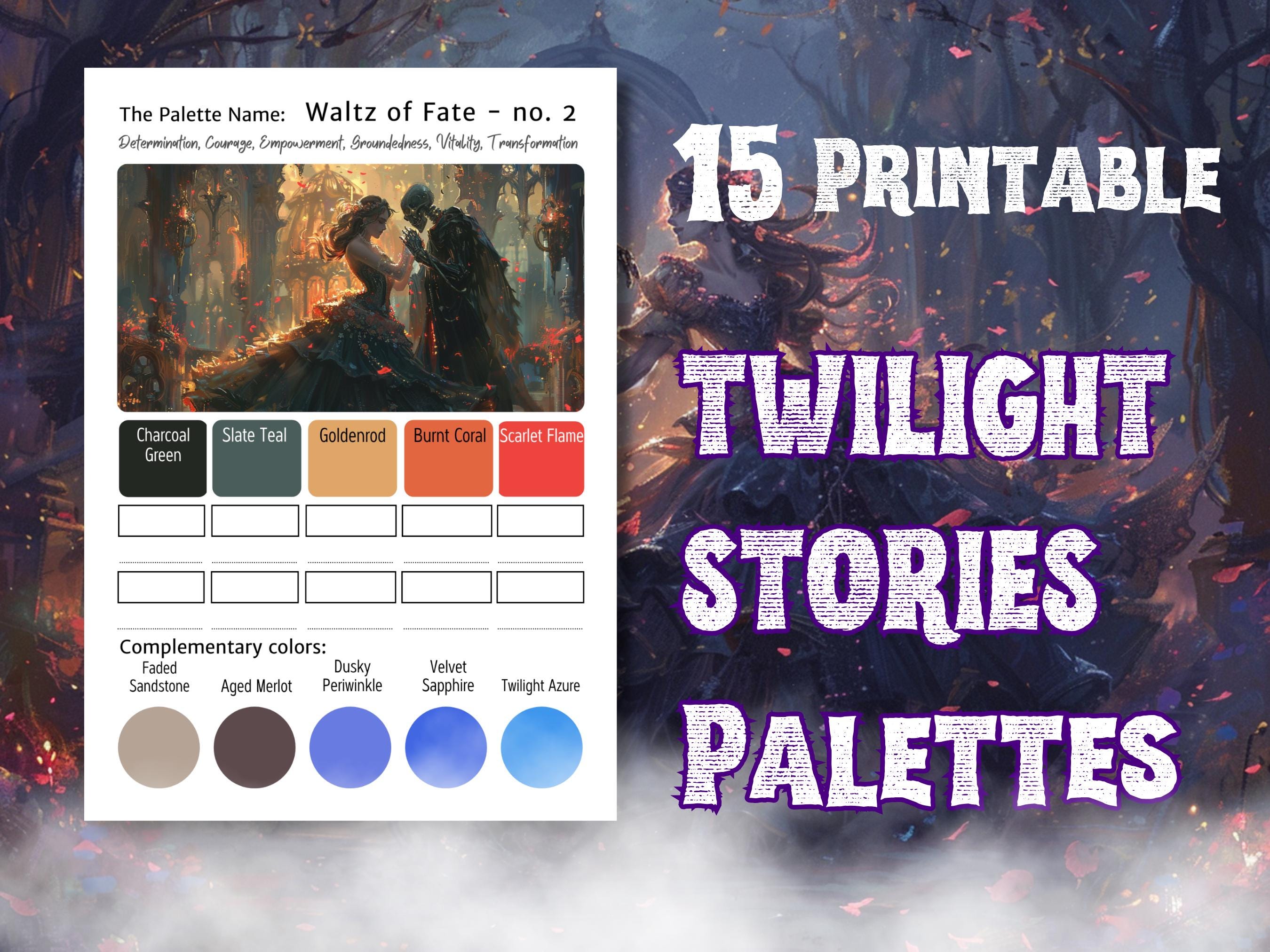 Twilight Stories Farbpaletten-Bundle | 15 stimmungsvolle Märchen-Paletten zum Ausdrucken (PDF)