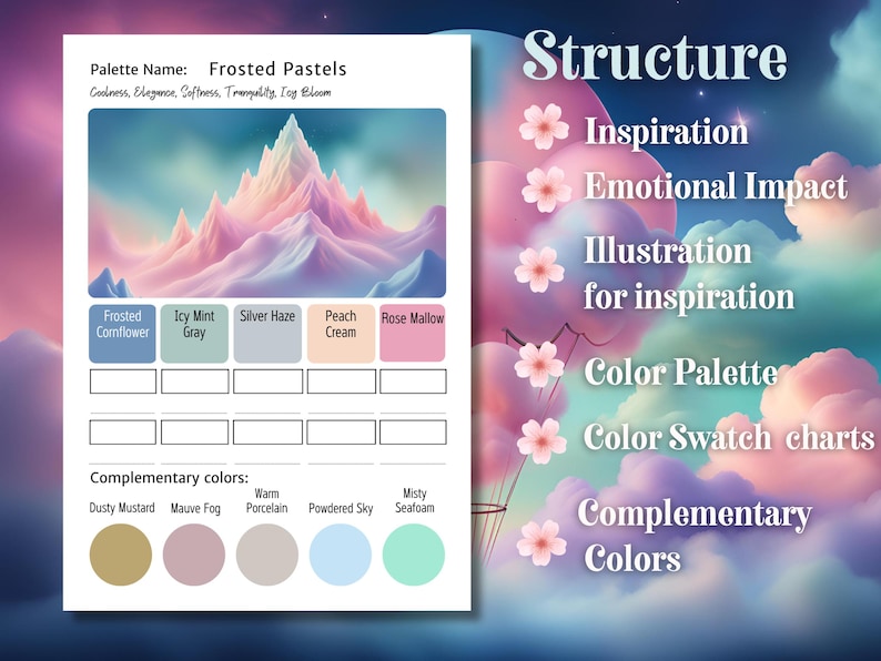 Pastel Color Palette Bundle | Soft Color Schemes for Adult Coloring | Pastel Palette Cards | Printable Swatch Charts | A4 & US Letter | PDF image 2