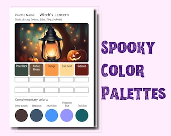 Spooky Color Palette Bundle | Halloween Color Schemes for Adult Coloring | Gothic Palette Cards | Printable Swatch Charts | PDF